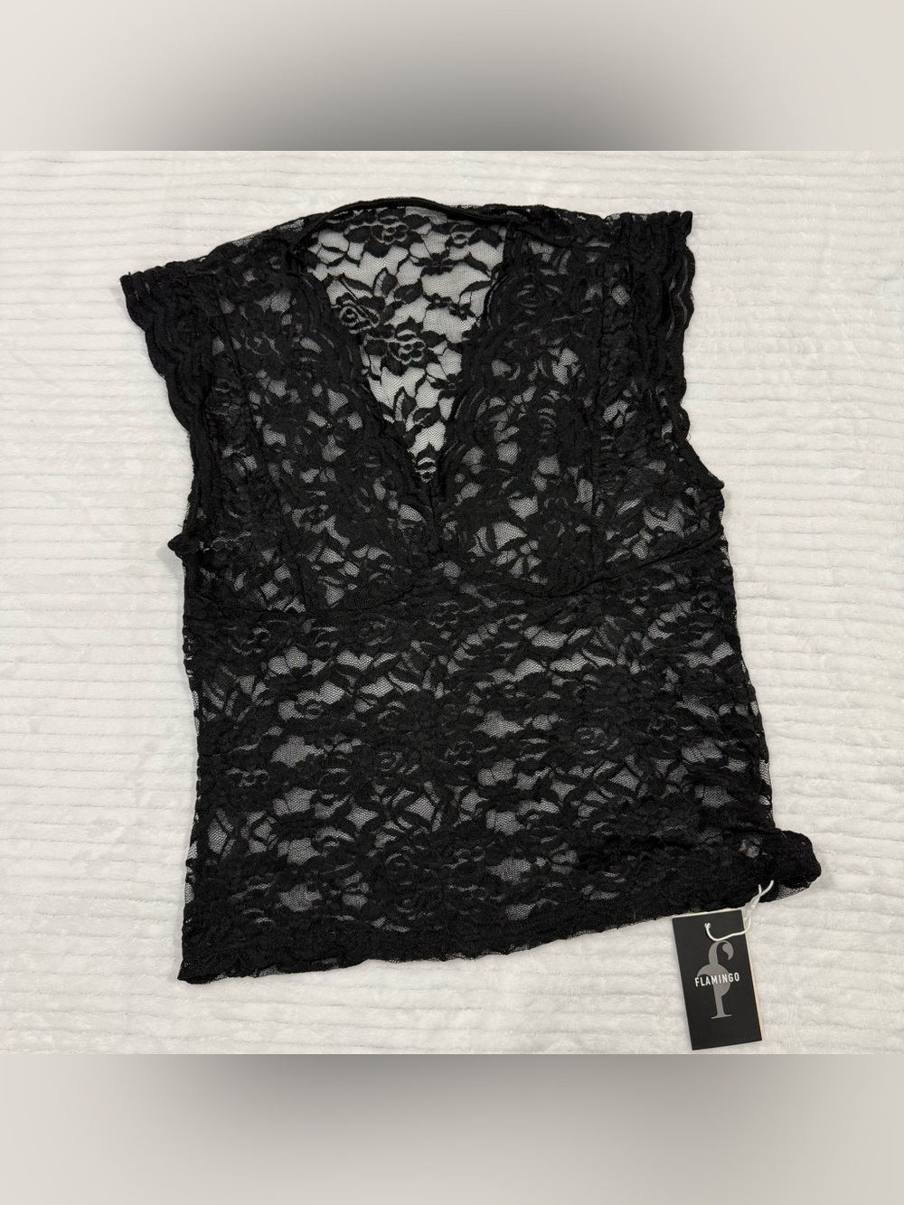Flamingo Black Lace V-Neck Women's Blouse